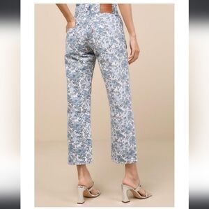 Levi's PREMIUM 501 Blue Floral Straight Leg Jeans Ankle Jeans 26